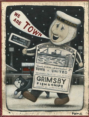 Grimsby Town Print - Mariner and Cat Signed Football Print