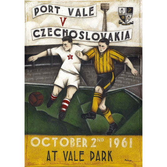 Port Vale Gift - Port Vale vs Czechoslovakia Limited signed Football Print - BWSportsArt